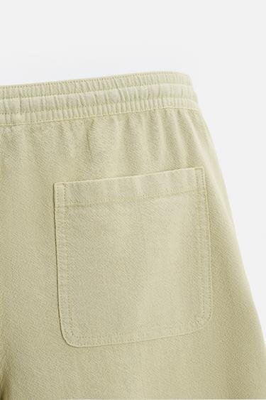 EMBROIDERED TEXTURED BERMUDA SHORTS - Light khaki by Zara - Image 8