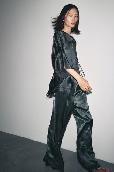 ZW COLLECTION SATEN YÜZEYLİ PELERİN GÖMLEK
