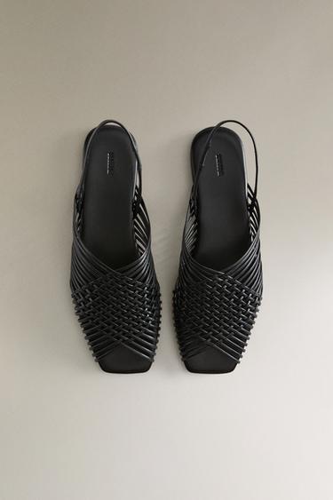 CRISS-CROSS STRAP LEATHER SANDALS - Black by Zara - Image 3