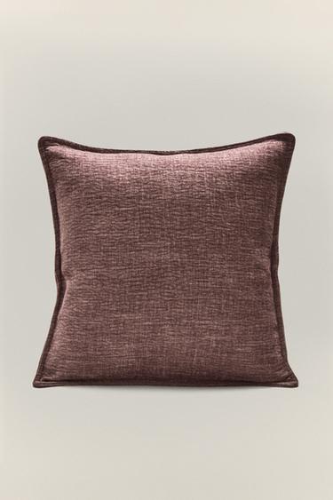 SOLID LINEN CUSHION COVER - Dark pink by Zara