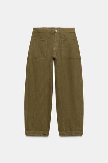 ZW COLLECTION BARREL TROUSERS - Khaki by Zara - Image 6