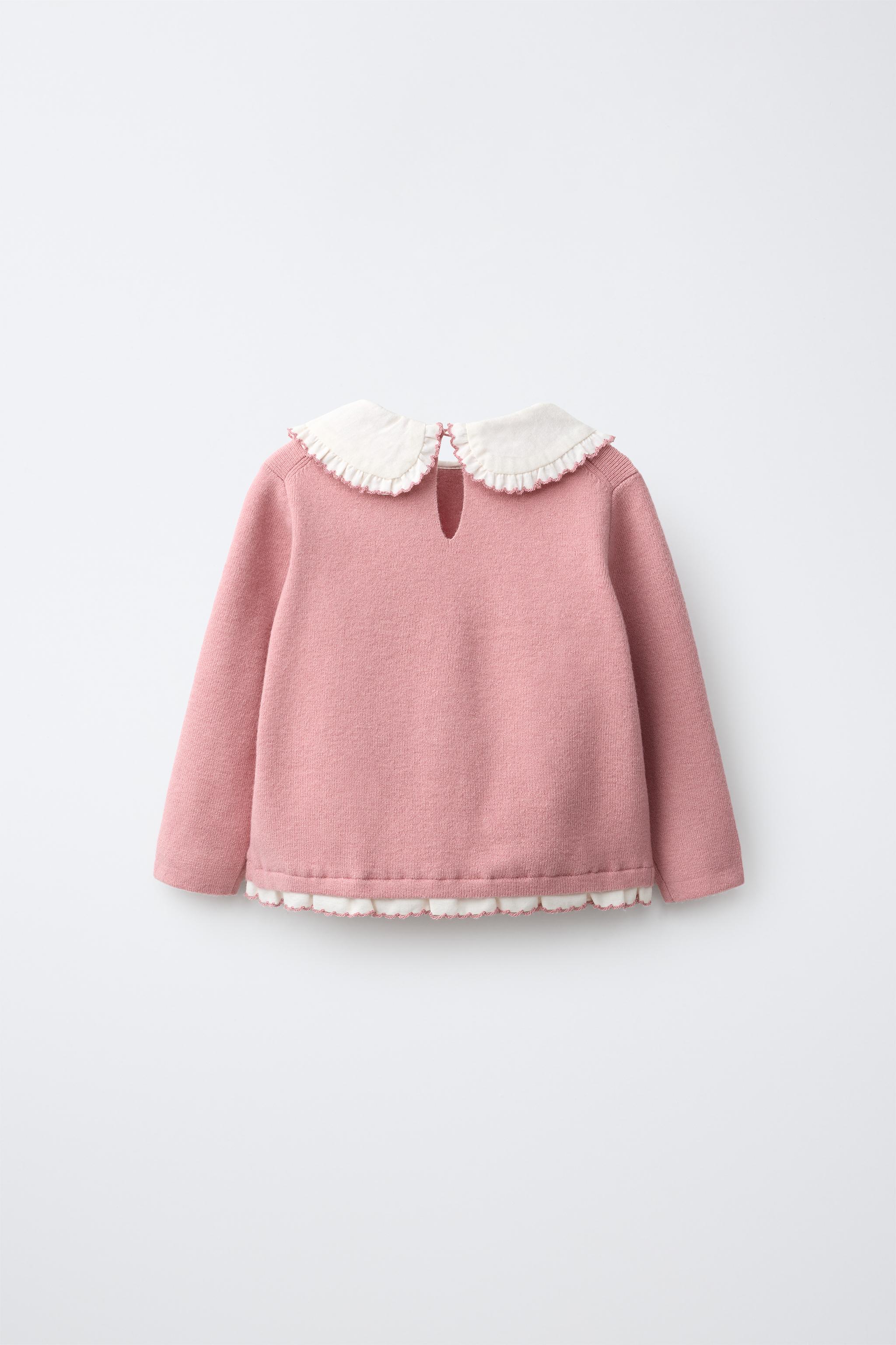 PULL EN MAILLE À COL FLEURS BRODÉES