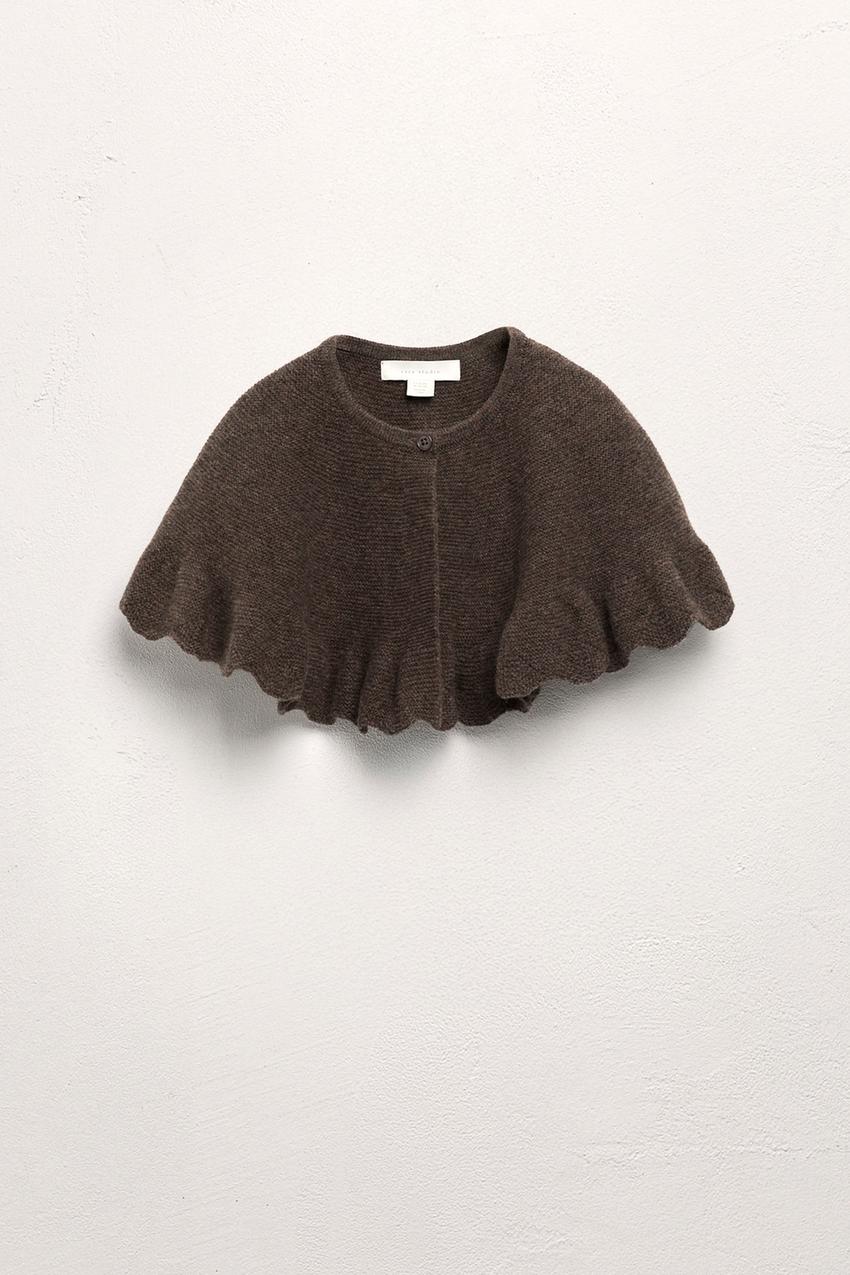 100% WOOL RUFFLED KNIT CAPE LIMITED EDITION - Brown / Taupe | ZARA United  States