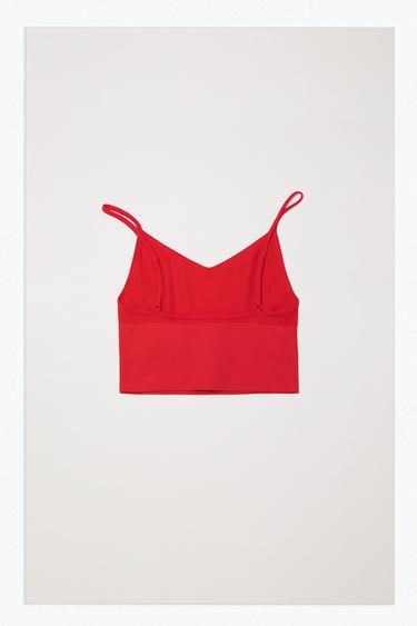 SEAMLESS CROP TOP - Red by Zara
