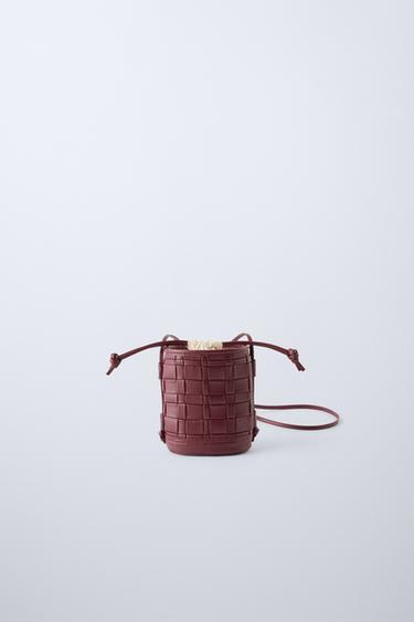 BRAIDED CROSSBODY BAG - Burgundy Red by Zara