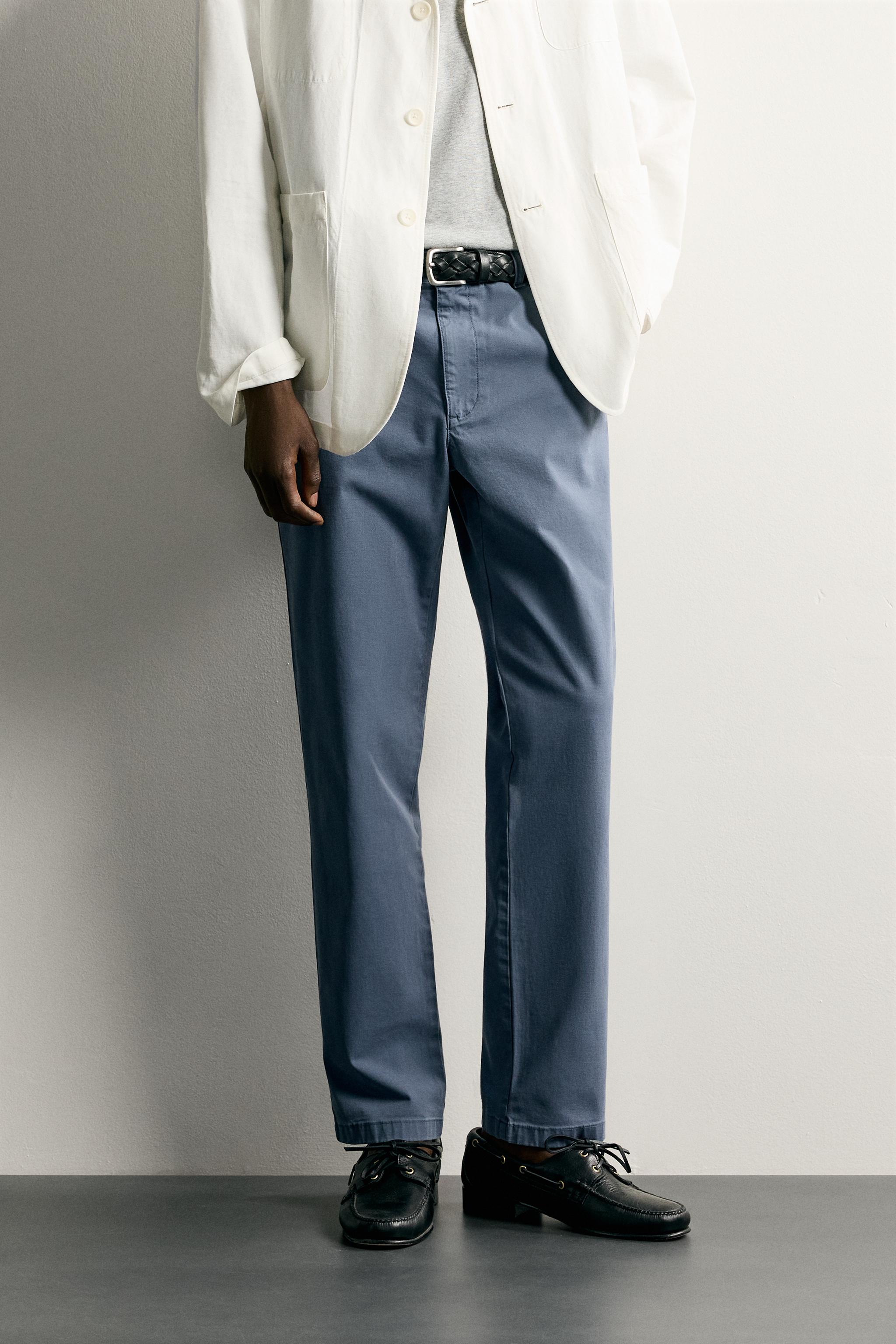 SLIM FIT CHINO PANTS — Blue