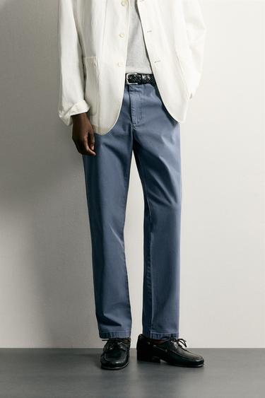 SLIM FIT CHINOS - Blue by Zara
