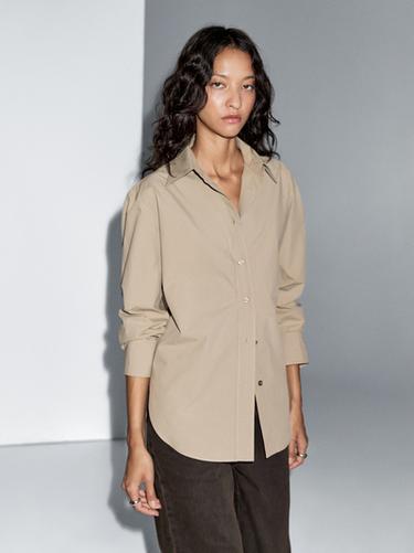 Zara Long 100% cotton poplin shirt - Mint