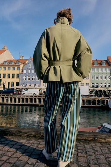 BLOUSON COL MONTANT AVEC CEINTURE - Kaki clair de Zara - Image 7