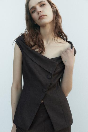 COLD-SHOULDER WAISTCOAT - Brown by Zara - Image 0