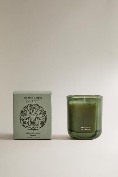 (220 G) SEA SALT & CEDAR SCENTED CANDLE - MIDNIGHT BLUE by Zara