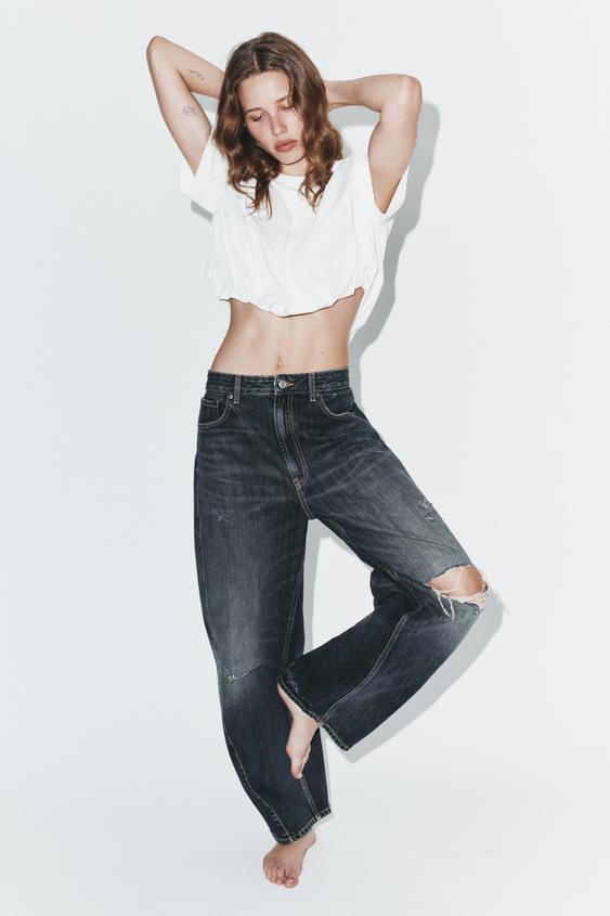 TRF MID-RISE BAGGY BALLOON JEANS