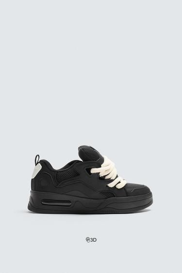 ROPE LACE SKATE TRAINERS - Black by Zara