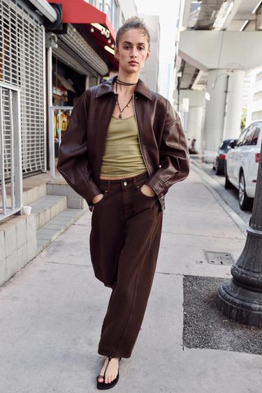 Z1975 BARREL ANKLE-LENGTH MID-WAIST JEANS - Brown by Zara