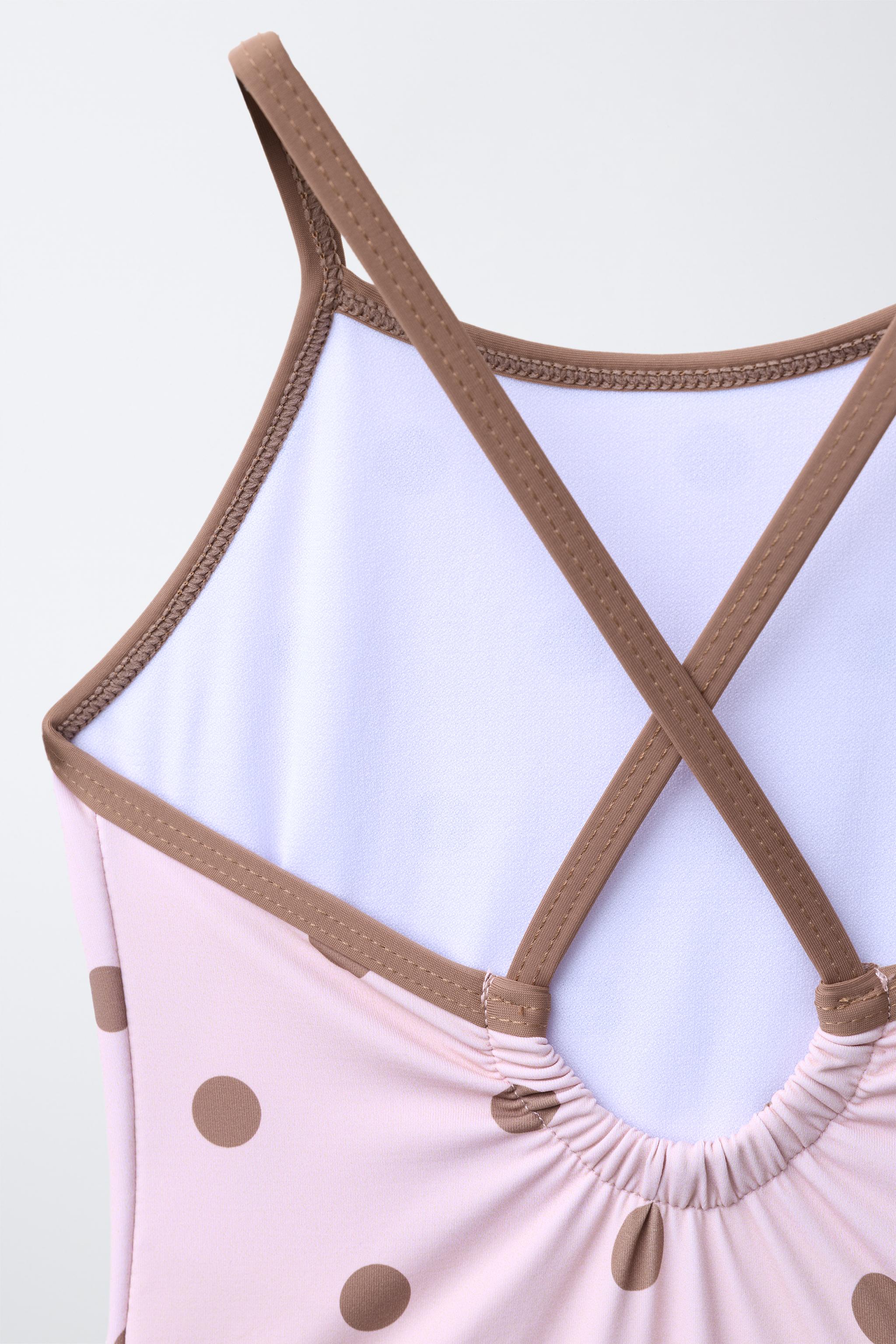 2-6 ANS/ MAILLOT DE BAIN À POIS ET LISERÉS EN CONTRASTE