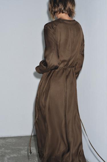 ROBE À POIS AVEC CEINTURE ZW COLLECTION - Marron de Zara - Image 2