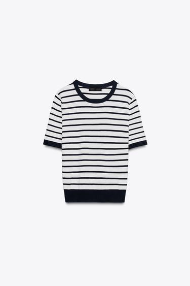 TOP BÁSICO PUNTO MANGA CORTA - rayas de Zara