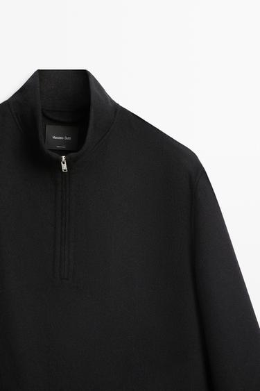 Wool blend double-faced mock neck sweatshirt — Navy blue 2