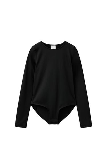 BODY MANGA LARGA LISO - Negro de Zara