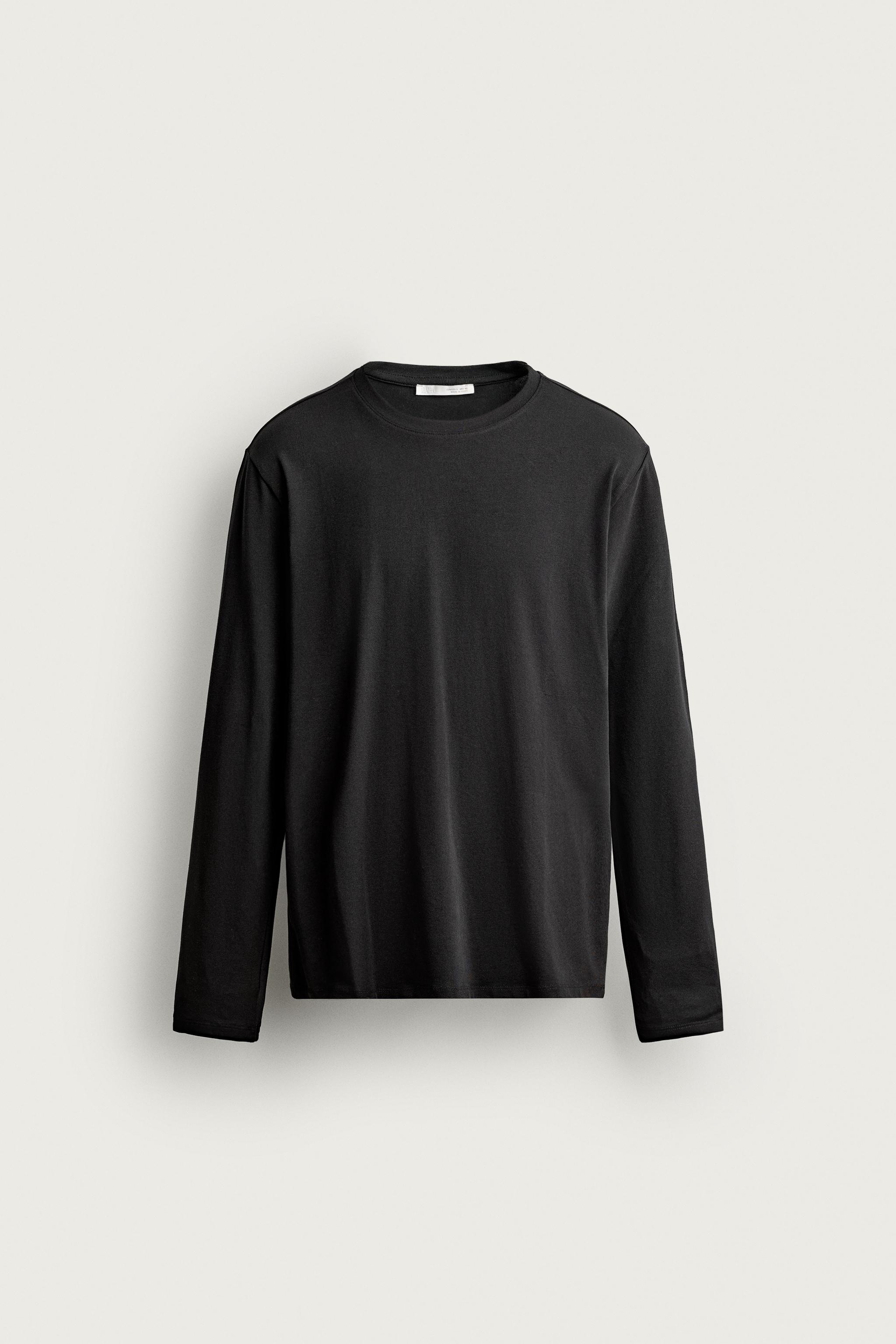 LONG SLEEVE BASIC SLIM FIT T-SHIRT — Black