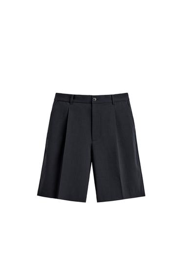 BERMUDA PLIEGUES TRAJE RELAXED FIT - Marino oscuro de Zara