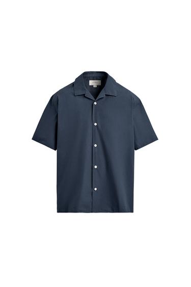 Zara RELAXED FIT POPLIN SHIRT - Blue