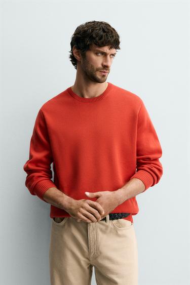 JERSEY ESTRUCTURA ALGODÓN - Rojo de Zara