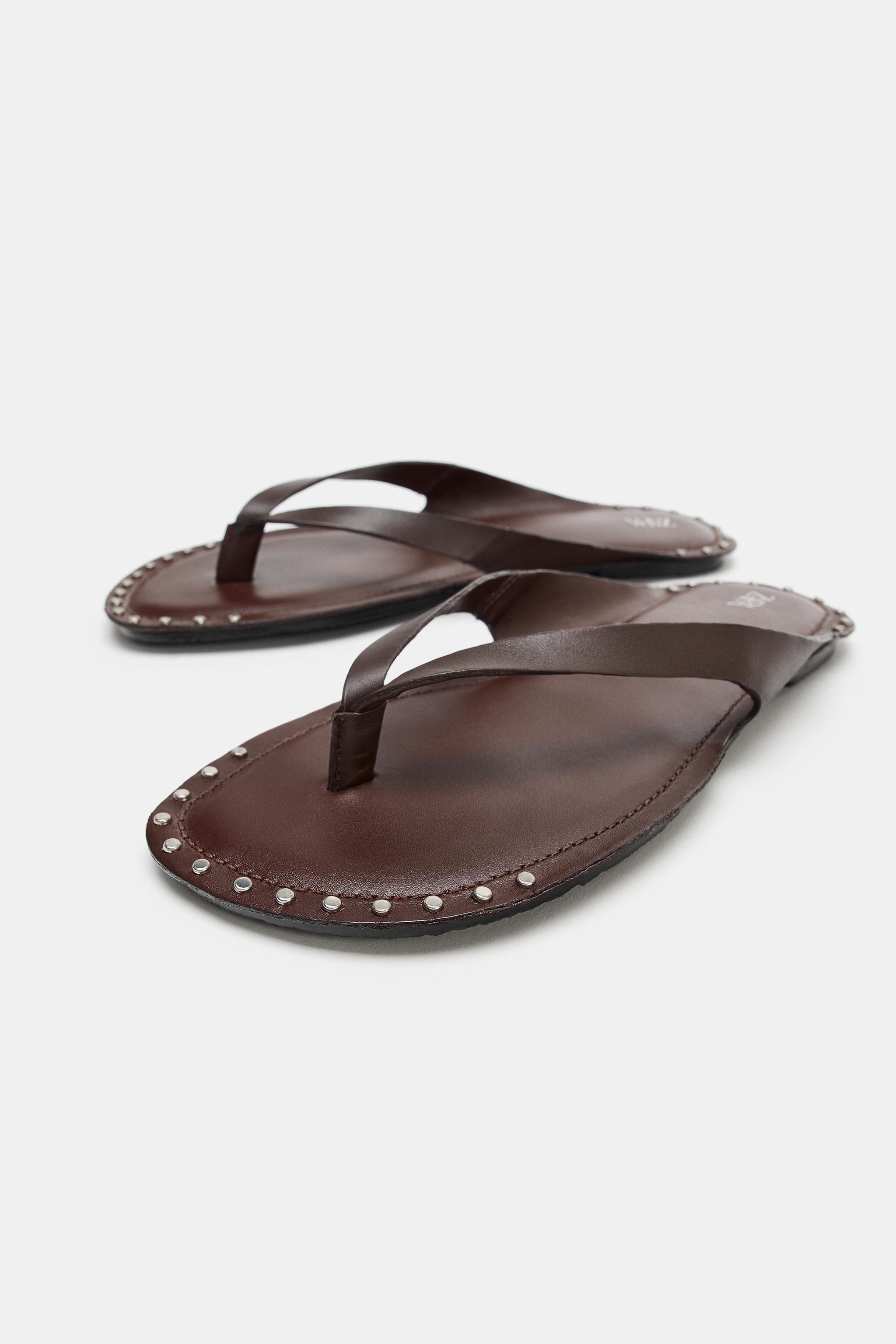 STUDDED LEATHER SANDALS