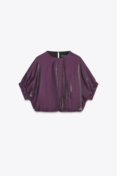 TOP GLOBO SATINADO - Berenjena de Zara