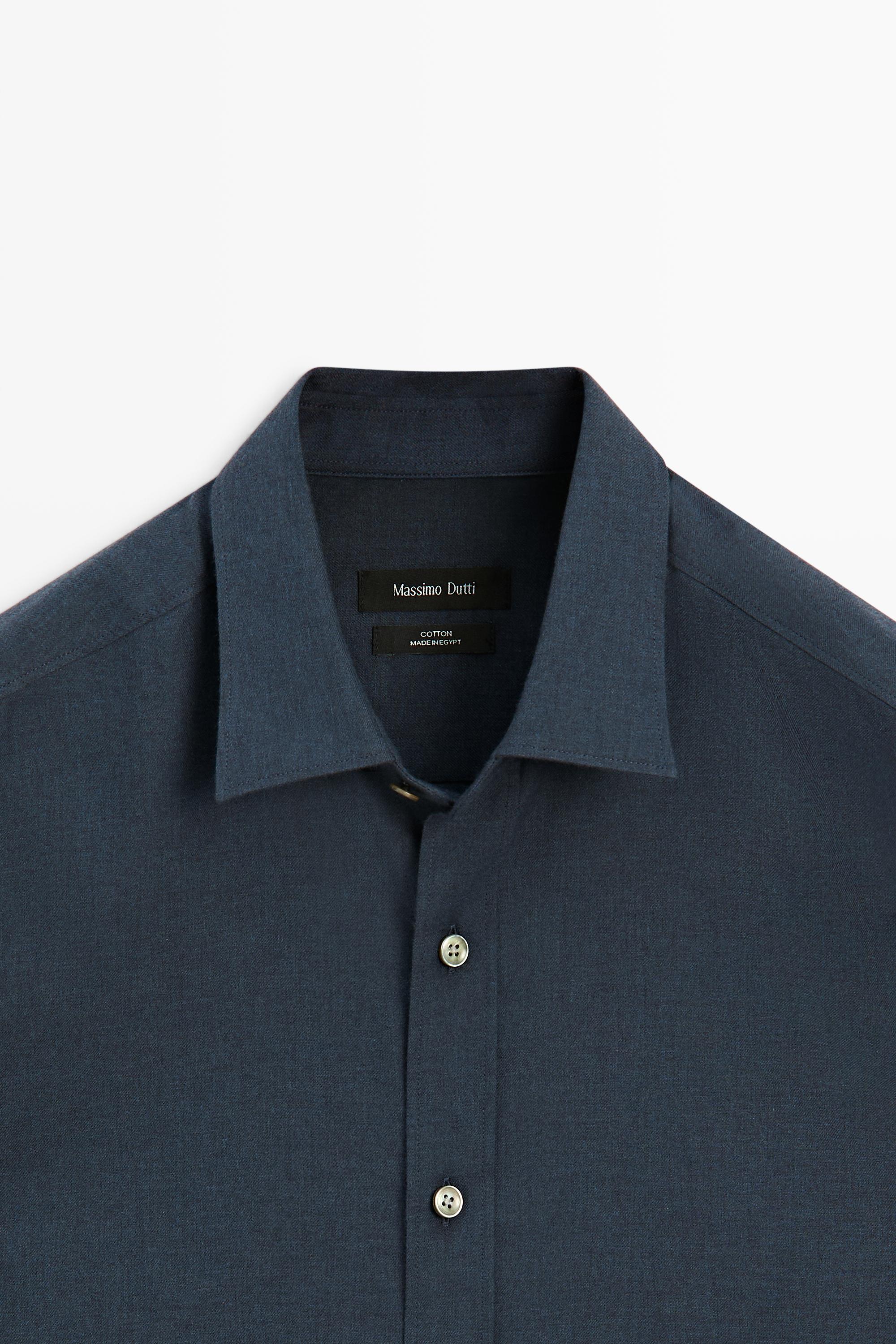 100% cotton melange twill regular fit shirt