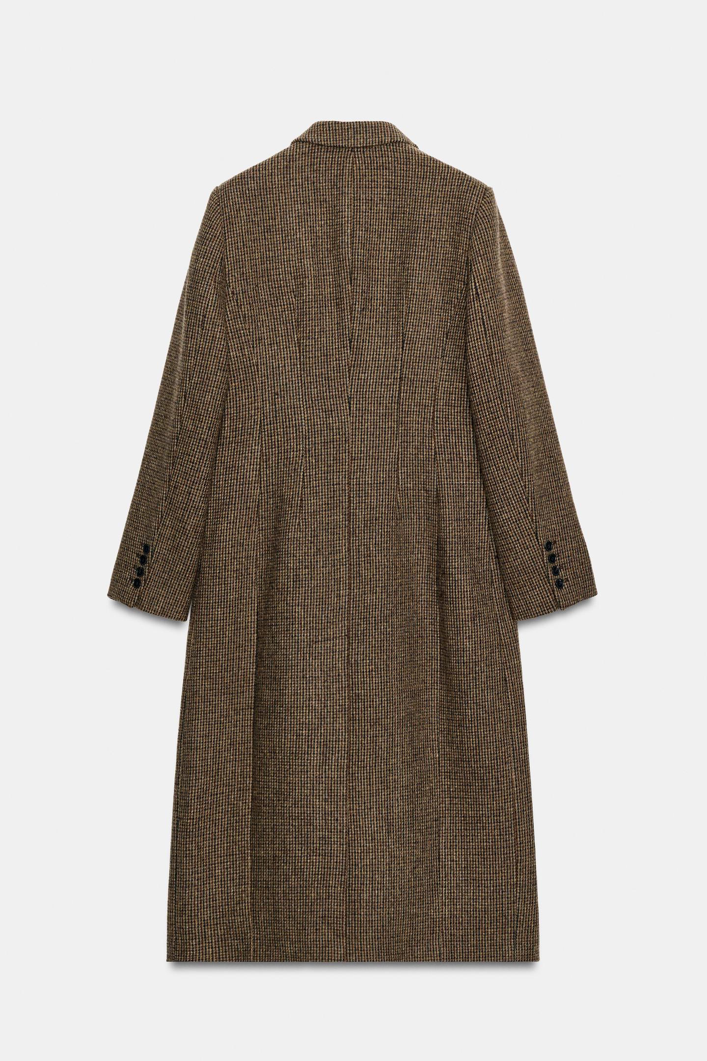 Женское пальто Zara ZW Collection 100% Wool Plaid, цвет: Коричневый — фото 7