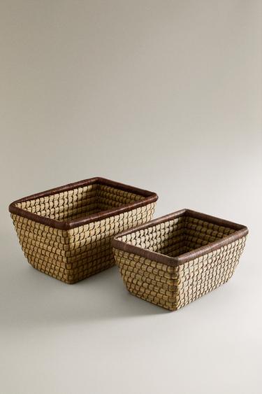 SQUARE WOVEN BASKET - Brown by Zara - Image 1