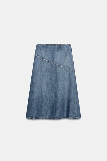 TRF STUDDED DENIM SKIRT - Blue by Zara - Image 5