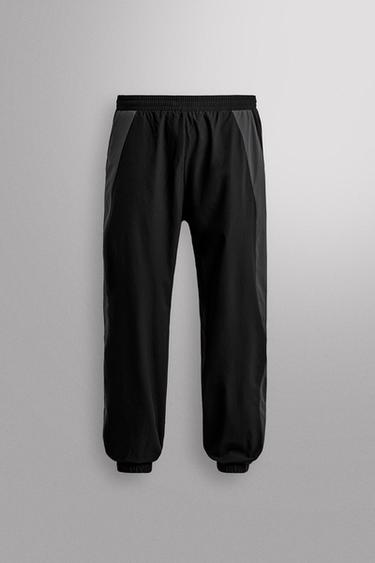 COLOUR BLOCK TECHNICAL TROUSERS - Black by Zara