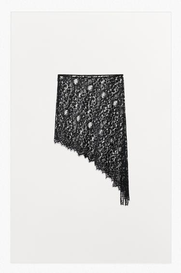 АСИММЕТРИЧНАЯ КРУЖЕВНАЯ ЮБКА МИДИ — ЧЕРНЫЙ от Zara