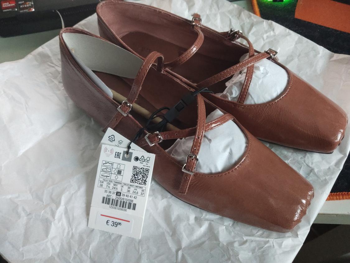 SQUARE TOE LEATHER BALLERINA - Image 3