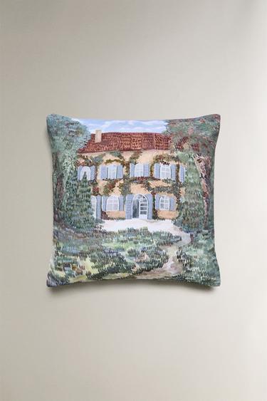 PROVENCAL HOUSE CUSHION COVER - Burgundy by Zara - Image 2