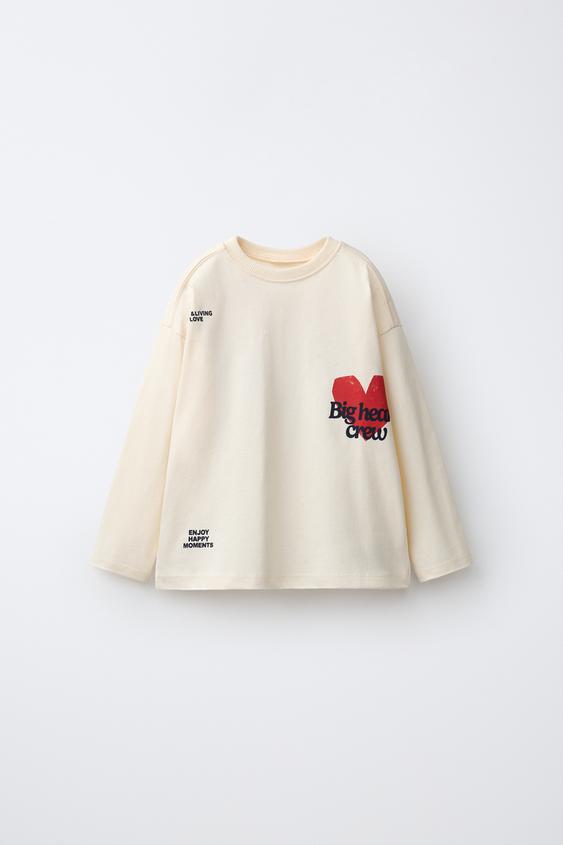 HEART PRINT T-SHIRT - Ecru by Zara - Image 0