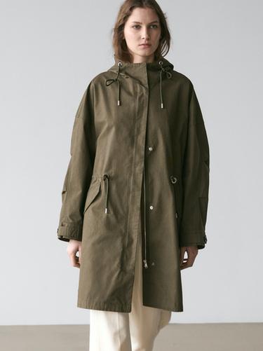 Zara Long cotton parka - Green