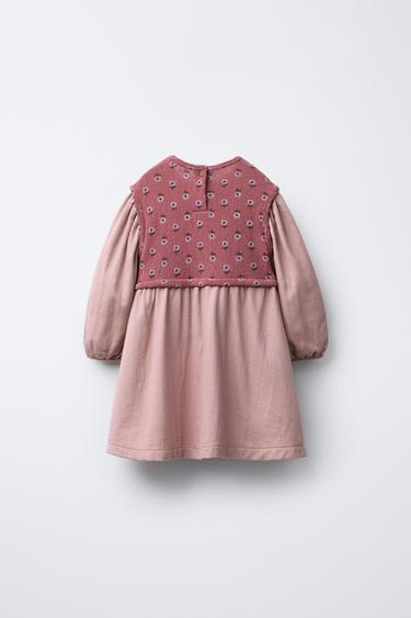 ROBE EN MATIÈRES VARIÉES À IMPRIMÉ - Rose de Zara - Image 1