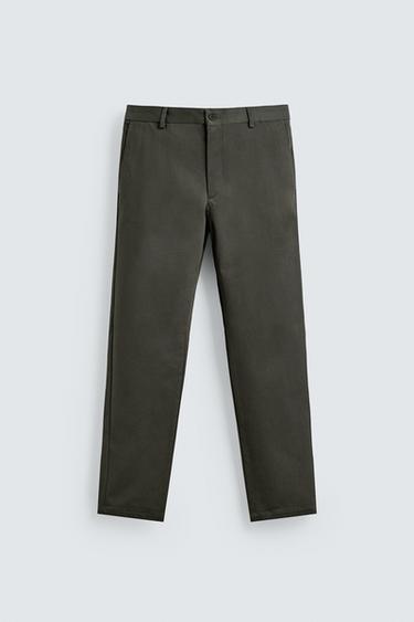 Zara REGULAR FIT CHINO PANTS - Washed green