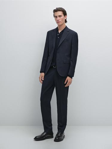 Zara Houndstooth suit trousers - Navy blue