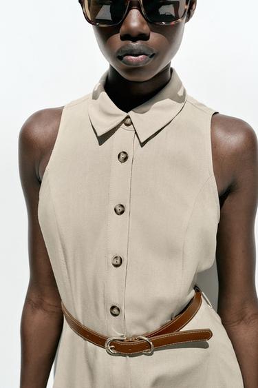 ROBE COURTE CEINTURE - Beige de Zara - Image 3
