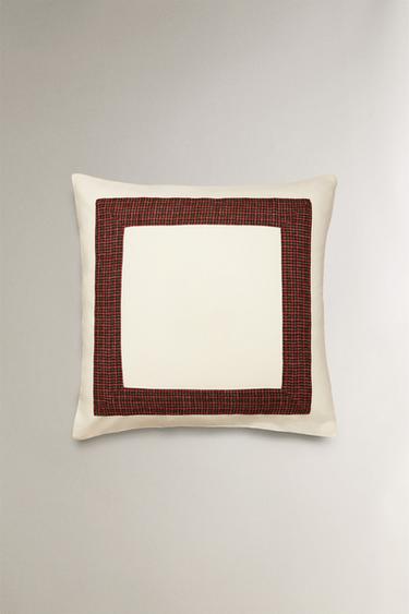CHRISTMAS LINEN PILLOWCASE WITH BORDER - Ecru by Zara - Image 2
