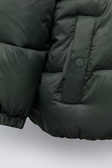 PATCH HOODED PUFFER COAT - Khaki by Zara - Image 6