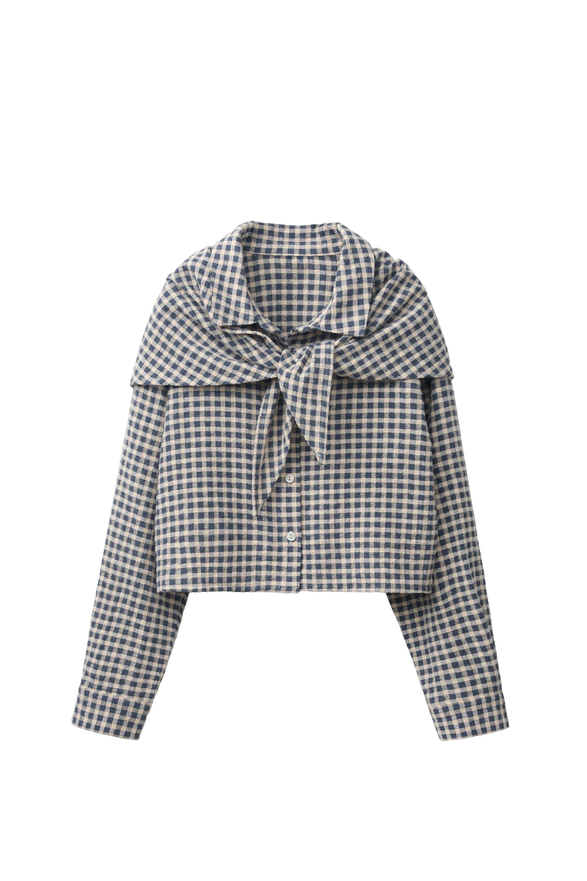 CAMISA XADREZ COM LENÇO - Azul | ZARA Brasil