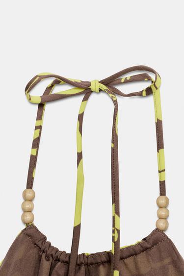 HALTER TOP WITH BEADED PRINT - Brown / Green by Zara - Image 7