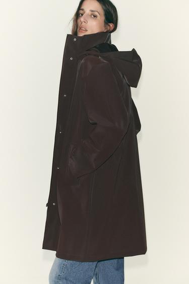 COATED HOODED WINDPROOF JACKET - Brown by Zara - Image 5