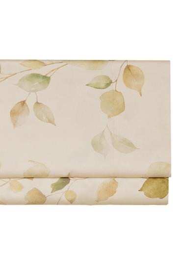 Zara SATEEN FLAT SHEET WITH LEAF PRINT - Ecru