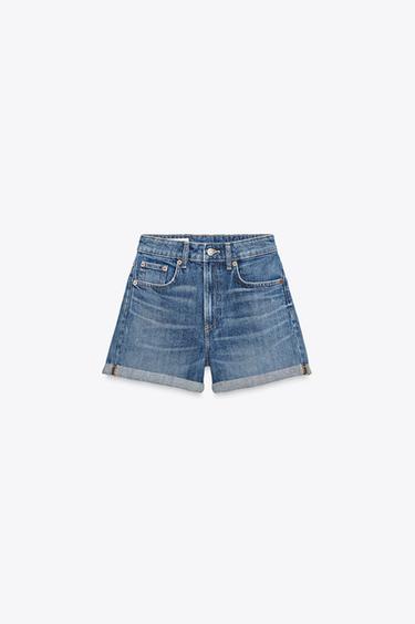 BERMUDA MOM FIT TRF TIRO ALTO - Índigo de Zara